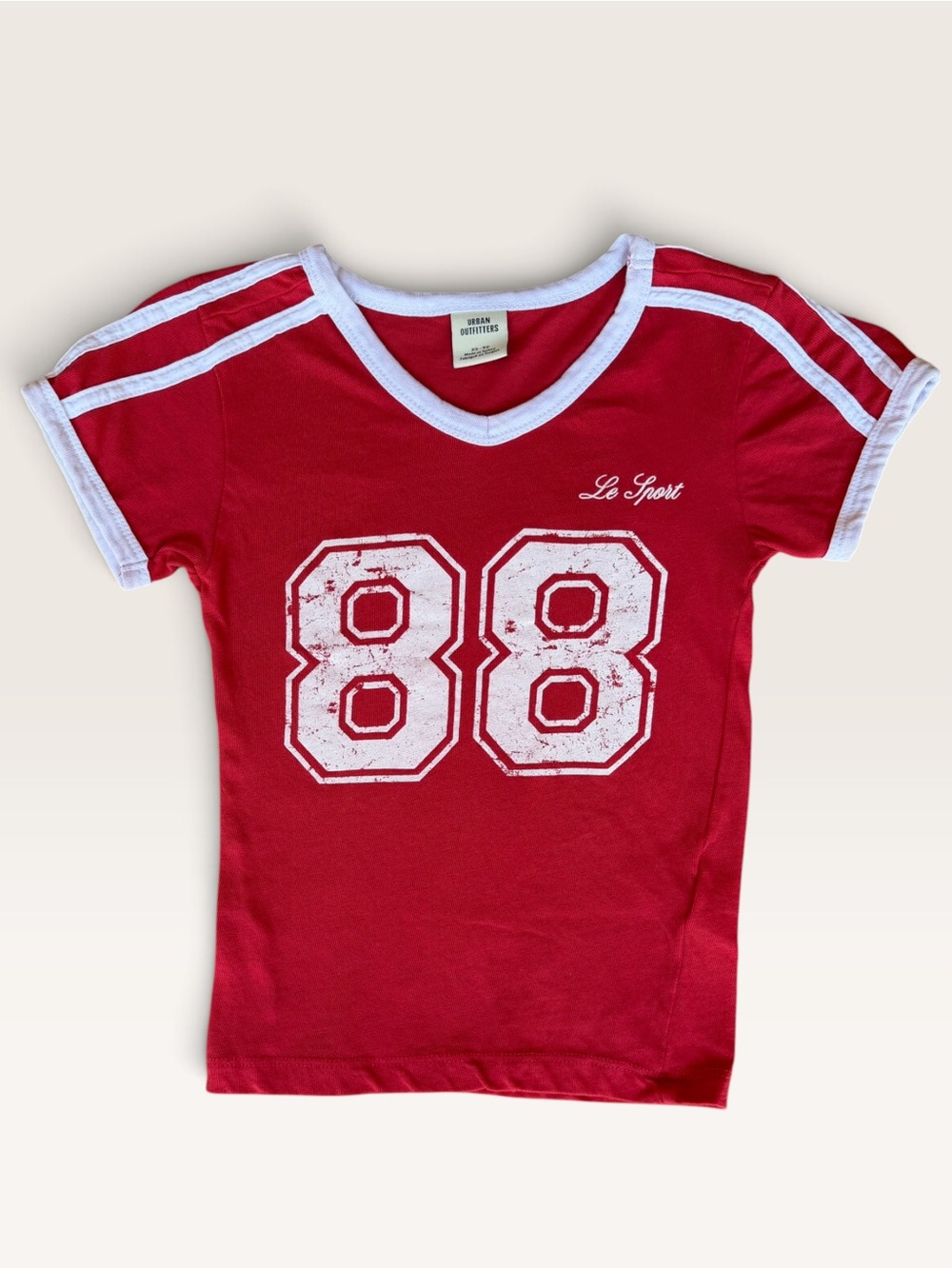 Urban Outfitters Red Short-Sleeve '88' Graphic Tee with White Trim